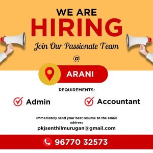 Hiring Now: Full-Time Admin & Accountant Jobs in Arani