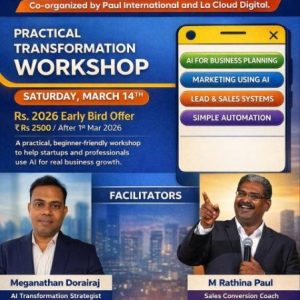 AI as Your Co-Founder – நடைமுறை தொழில் பயிற்சி பட்டறை!