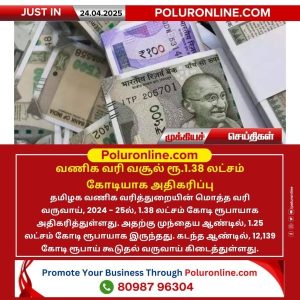 வணிக வரி வசூல் ரூ.1.38 லட்சம் கோடியாக அதிகரிப்பு!!