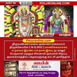 திருவண்ணாமலை அண்ணாமலையார் திருக்கோயில் நேற்று (19.12.2023) இரண்டாம் நாள் உற்சவம்!